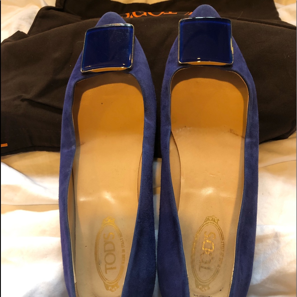 Tods Women’s Blue Suede Flats - Size 38 1/2